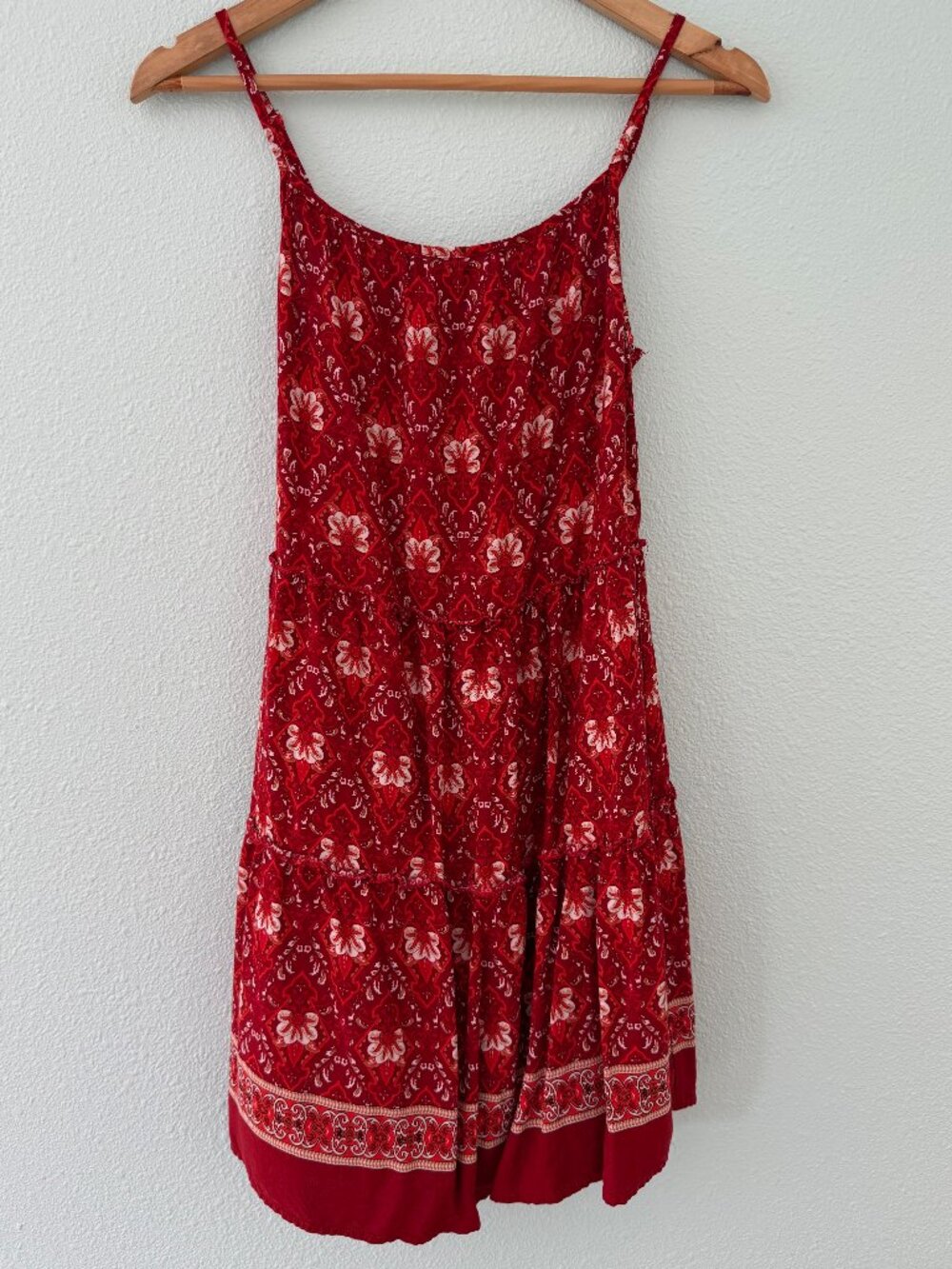Zesica Red Boho Spaghetti Strap Mini Dress Size Small